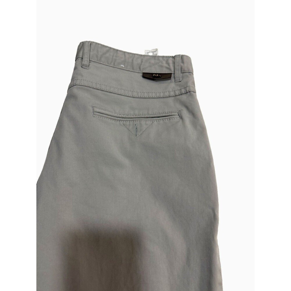 ZARA Men’s Gray Chino Pants Cotton Twill Flat Front Slim Fit 32W